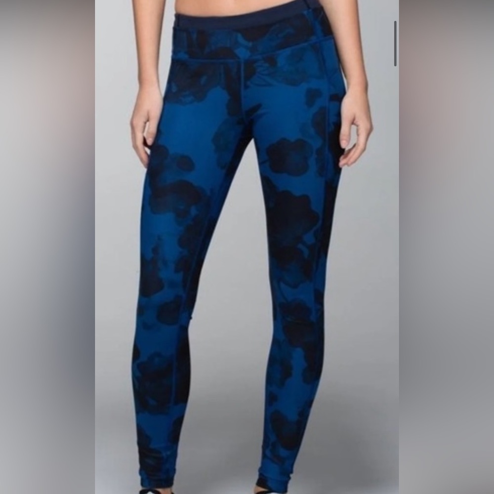 LuluLemon Blue Black‎ Jumbo Inky Full Length Leggings 4